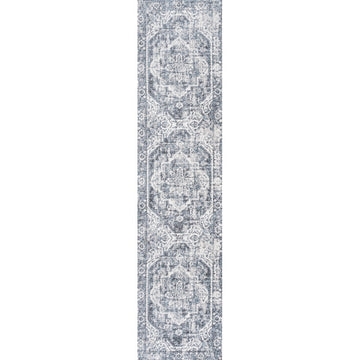 Keesha Bold Distressed Medallion Low-Pile Machine-Washable Area Rug